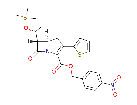 (5R,6S)-7-Oxo-3-thiophen-2-yl-6-((R)-1-trimethylsilanyloxy-ethyl)-1-aza-bicyclo[3.2.0]hept-2-ene-2-carboxylic acid 4-nitro-benzyl ester