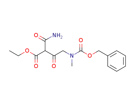 Molecular Structure of 26390-87-4 (4-(Benzyloxycarbonyl-methyl-amino)-2-carbamoyl-3-oxo-butyric acid ethyl ester)