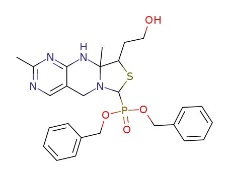 Molecular Structure of 21585-64-8 ([9-(2-hydroxy-ethyl)-2,9a-dimethyl-5,9,9a,10-tetrahydro-pyrimido[4,5-<i>d</i>]thiazolo[3,4-<i>a</i>]pyrimidin-7-yl]-phosphonic acid dibenzyl ester)
