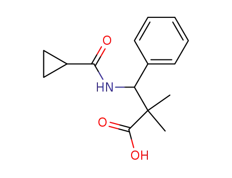 Molecular Structure of 20366-45-4 (2.2-Dimethyl-3-phenyl-3-cyclopropyl-carbonyl-amino-propionsaeure)