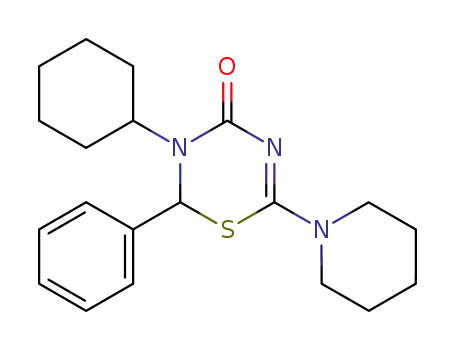 Molecular Structure of 25762-09-8 (3-cyclohexyl-2-phenyl-6-piperidin-1-yl-2,3-dihydro-[1,3,5]thiadiazin-4-one)