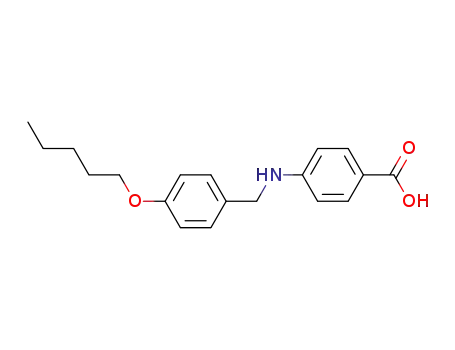 Molecular Structure of 64518-55-4 (Benzoic acid, 4-[[[4-(pentyloxy)phenyl]methyl]amino]-)