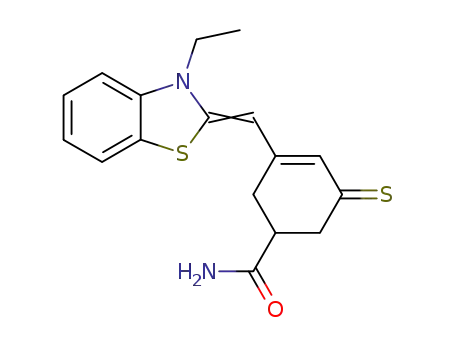 3-(3-ethyl-3<i>H</i>-benzothiazol-2-ylidenemethyl)-5-thioxo-cyclohex-3-enecarboxylic acid amide