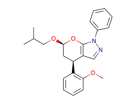 Molecular Structure of 124829-06-7 ((4R,6S)-6-Isobutoxy-4-(2-methoxy-phenyl)-1-phenyl-1,4,5,6-tetrahydro-pyrano[2,3-c]pyrazole)