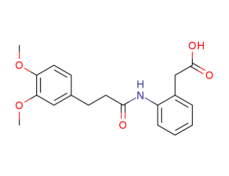 Molecular Structure of 58183-57-6 ({2-[3-(3,4-Dimethoxy-phenyl)-propionylamino]-phenyl}-acetic acid)