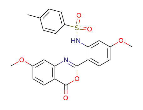Molecular Structure of 38918-51-3 (7-methoxy-2-[4-methoxy-2-(toluene-4-sulfonylamino)-phenyl]-benzo[<i>d</i>][1,3]oxazin-4-one)