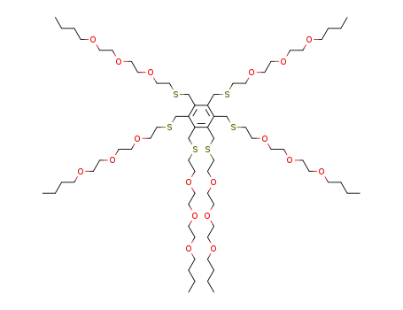 Molecular Structure of 53369-92-9 (5,8,11-Trioxa-2-thiapentadecane,
1,1',1'',1''',1'''',1'''''-(1,2,3,4,5,6-benzenehexayl)hexakis-)