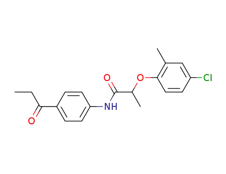 Molecular Structure of 13791-85-0 (2-(4-Chloro-2-methyl-phenoxy)-N-(4-propionyl-phenyl)-propionamide)