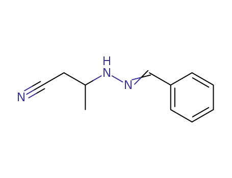 Molecular Structure of 30153-74-3 (3-{N'-[1-Phenyl-meth-(Z)-ylidene]-hydrazino}-butyronitrile)