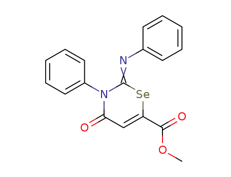 Molecular Structure of 66497-26-5 (4-oxo-3-phenyl-2-phenylimino-3,4-dihydro-2<i>H</i>-[1,3]selenazine-6-carboxylic acid methyl ester)