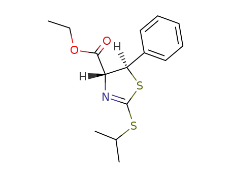 4-Thiazolecarboxylic acid, 4,5-dihydro-2-[(1-methylethyl)thio]-5-phenyl-,
ethyl ester, trans-