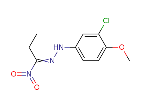 Molecular Structure of 23813-53-8 (N-(3-Chloro-4-methoxy-phenyl)-N'-[1-nitro-prop-(Z)-ylidene]-hydrazine)