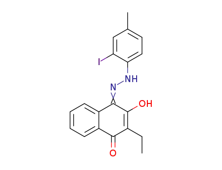 Molecular Structure of 62830-32-4 (1,4-Naphthalenedione, 2-ethyl-3-hydroxy-,
4-[(2-iodo-4-methylphenyl)hydrazone])