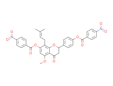 Molecular Structure of 116281-36-8 (5-methoxy-8-(3-methyl-but-2-enyl)-7-(4-nitro-benzoyloxy)-2-[4-(4-nitro-benzoyloxy)-phenyl]-chroman-4-one)