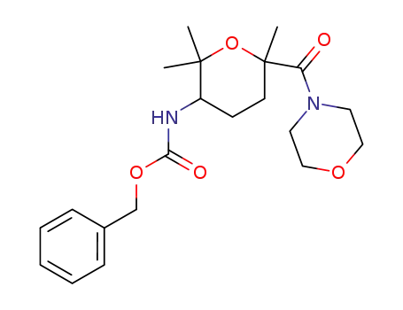 Molecular Structure of 61589-39-7 (Carbamic acid,
[tetrahydro-2,2,6-trimethyl-6-(4-morpholinylcarbonyl)-2H-pyran-3-yl]-,
phenylmethyl ester)