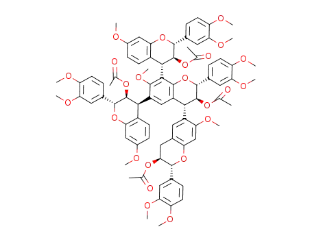 (2R,3S,4R)-3-acetoxy-8-<(2R,3S,4R)-3-acetoxy-3',4',7-trimethoxyflavan-4-yl>-6-<(2R,3S,4S)-3-acetoxy-3',4',7-trimethoxyflavan-4-yl>-4-<(2R,3S)-3-acetoxy-3',4',7-trimethoxyflavan-6-yl>-3',4',7-trimethoxyflavan