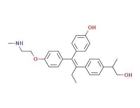Molecular Structure of 133612-24-5 ((E)-2-<4-(2-hydroxy-1-methylethyl)phenyl>-1-(4-hydroxyphenyl)-1-<4-<2-(methylamino)ethoxy>phenyl>-1-butene)