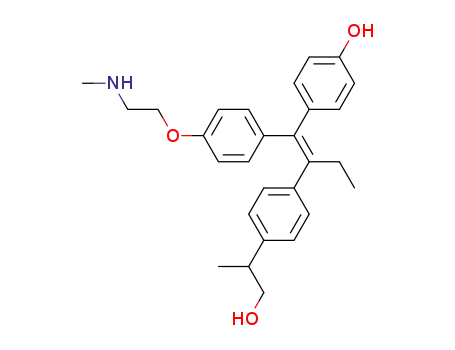Molecular Structure of 133612-25-6 ((Z)-2-<4-(2-hydroxy-1-methylethyl)phenyl>-1-(4-hydroxyphenyl)-1-<4-<2-(methylamino)ethoxy>phenyl>-1-butene)
