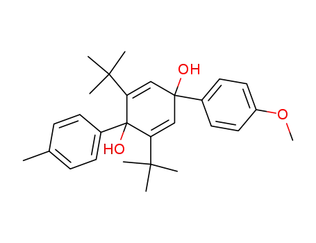 Molecular Structure of 58459-54-4 (2,5-Cyclohexadiene-1,4-diol,
2,6-bis(1,1-dimethylethyl)-4-(4-methoxyphenyl)-1-(4-methylphenyl)-)