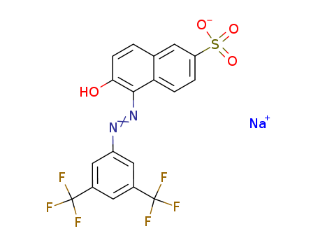 Molecular Structure of 141539-83-5 (2-Naphthalenesulfonic acid,
5-[[3,5-bis(trifluoromethyl)phenyl]azo]-6-hydroxy-, monosodium salt)