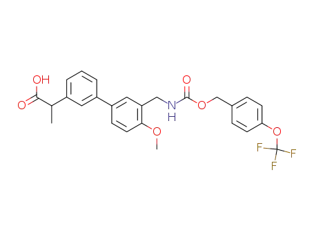 Molecular Structure of 478373-81-8 (2-{4'-Methoxy-3'-[(4-trifluoromethoxybenzyloxycarbonylamino)methyl]biphenyl-3-yl}propionic acid)