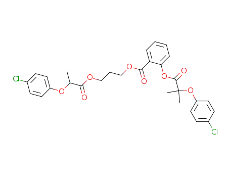 Molecular Structure of 64401-08-7 (Benzoic acid, 2-[2-(4-chlorophenoxy)-2-methyl-1-oxopropoxy]-,
3-[2-(4-chlorophenoxy)-1-oxopropoxy]propyl ester)