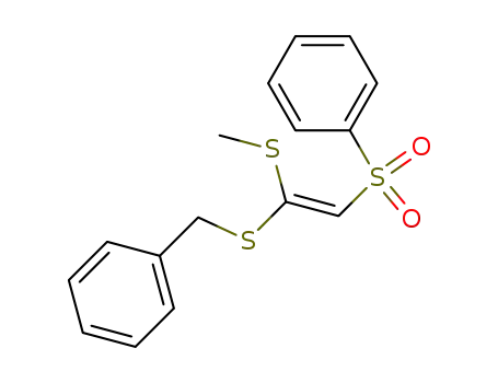Molecular Structure of 61844-04-0 (Benzene, [[2-(methylthio)-2-[(phenylmethyl)thio]ethenyl]sulfonyl]-, (E)-)