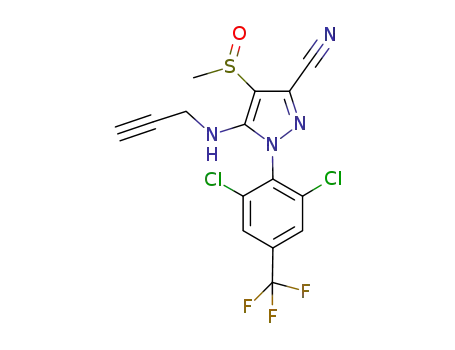 Molecular Structure of 209966-91-6 (1H-Pyrazole-3-carbonitrile,
1-[2,6-dichloro-4-(trifluoromethyl)phenyl]-4-(methylsulfinyl)-5-(2-propynyl
amino)-)