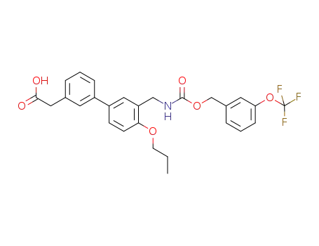 Molecular Structure of 478373-70-5 ((4'-propoxy-3'-[(3-trifluoromethoxybenzyloxycarbonylamino)-methyl]biphenyl-3-yl)acetic acid)