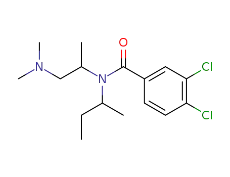 Molecular Structure of 67651-65-4 (Benzamide,
3,4-dichloro-N-[2-(dimethylamino)-1-methylethyl]-N-(1-methylpropyl)-)