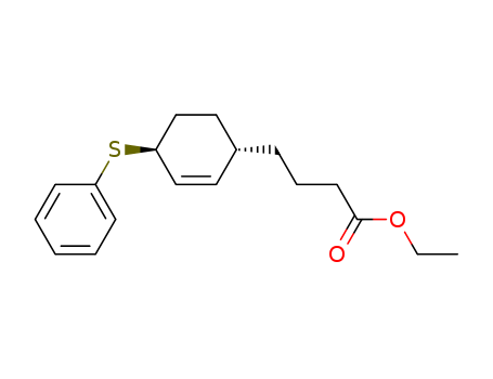 2-Cyclohexene-1-butanoic acid, 4-(phenylthio)-, ethyl ester, trans-