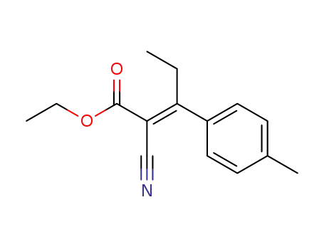 1r-Aethoxycarbonyl-2c-aethyl-1t-cyan-2t-<4-tolyl>-aethylen