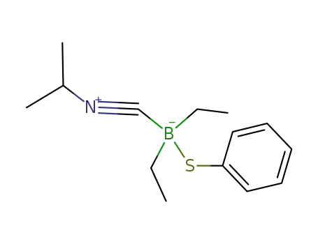 Molecular Structure of 36487-28-2 (diethyl-thioborinic acid phenyl ester; compound with 2-isocyano-propane (1:1))