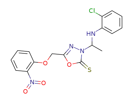 Molecular Structure of 72385-19-4 (3-[1-(2-chloro-anilino)-ethyl]-5-(2-nitro-phenoxymethyl)-3<i>H</i>-[1,3,4]oxadiazole-2-thione)