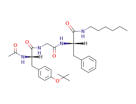 Molecular Structure of 141971-89-3 (L-Phenylalaninamide,
N-acetyl-O-(1,1-dimethylethyl)-L-tyrosylglycyl-N-hexyl-)