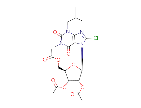 Molecular Structure of 215647-99-7 (7-(2',3',5'-tri-O-acetyl-β-D-ribofuranosyl)-8-chloro-1-methyl-3-isobutylxanthine)