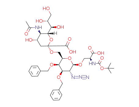 (2R,4S,5R,6R)-5-Acetylamino-2-[(2R,3R,4R,5R,6R)-5-azido-3,4-bis-benzyloxy-6-((S)-2-tert-butoxycarbonylamino-2-carboxy-ethoxy)-tetrahydro-pyran-2-ylmethoxy]-4-hydroxy-6-((1R,2R)-1,2,3-trihydroxy-propyl)-tetrahydro-pyran-2-carboxylic acid