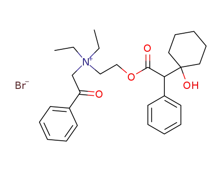 Molecular Structure of 121813-74-9 (diethyl-{2-[(1-hydroxy-cyclohexyl)-phenyl-acetoxy]-ethyl}-phenacyl-ammonium; bromide)