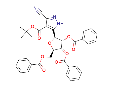 3-cyano-5-(tri-<i>O</i>-benzoyl-β-<i>D</i>-ribofuranosyl)-1(2)<i>H</i>-pyrazole-4-carboxylic acid <i>tert</i>-butyl ester