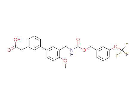 Molecular Structure of 478373-32-9 ({4'-Methoxy-3'-[(3-trifluoromethoxy-benzyloxycarbonylamino)methyl]biphenyl-3-yl}acetic acid)