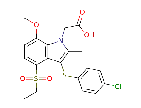1H-Indole-1-acetic acid,
3-[(4-chlorophenyl)thio]-4-(ethylsulfonyl)-7-methoxy-2-methyl-