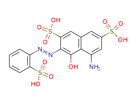 Molecular Structure of 17752-44-2 (2,7-Naphthalenedisulfonic acid,
5-amino-4-hydroxy-3-[(2-sulfophenyl)azo]-)