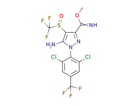 5-amino-1-[2,6-dichloro-4-(trifluoromethyl)phenyl]-4-trifluoromethylsulfinyl-1H-pyrazole-3-carboximidic acid methyl ester