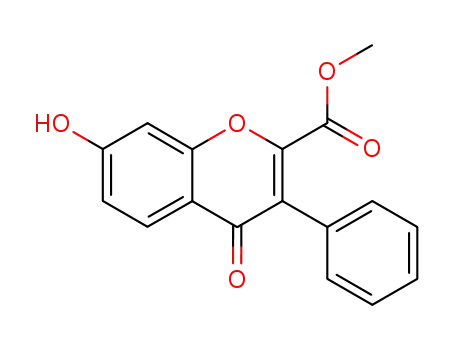 Molecular Structure of 108982-03-2 (7-hydroxy-4-oxo-3-phenyl-4<i>H</i>-chromene-2-carboxylic acid methyl ester)