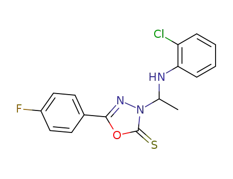 3-[1-(2-chloro-anilino)-ethyl]-5-(4-fluoro-phenyl)-3<i>H</i>-[1,3,4]oxadiazole-2-thione