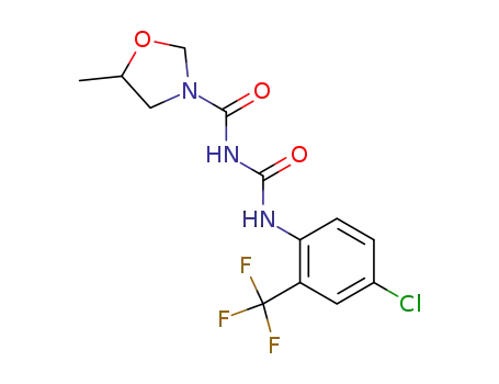 Molecular Structure of 39886-30-1 (5-methyl-oxazolidine-3-carboxylic acid (4-chloro-2-trifluoromethyl-phenylcarbamoyl)-amide)