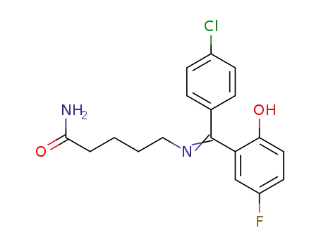 Molecular Structure of 72082-95-2 (5-{[1-(4-Chloro-phenyl)-1-(5-fluoro-2-hydroxy-phenyl)-meth-(Z)-ylidene]-amino}-pentanoic acid amide)