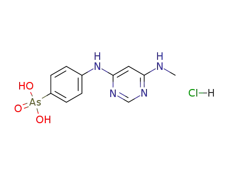 Molecular Structure of 110936-87-3 ([4-(6-methylamino-pyrimidin-4-ylamino)-phenyl]-arsonic acid ; hydrochloride)