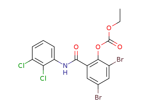 Molecular Structure of 39118-92-8 (Carbonic acid 2,4-dibromo-6-(2,3-dichloro-phenylcarbamoyl)-phenyl ester ethyl ester)
