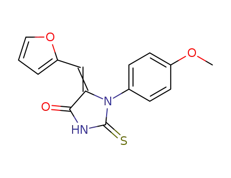 Molecular Structure of 92437-93-9 (5-furfurylidene-1-(4-methoxy-phenyl)-2-thioxo-imidazolidin-4-one)